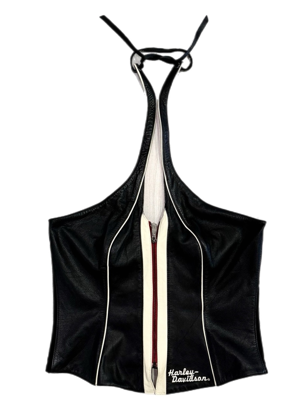 Y2K Harley-Davidson Genuine Leather Halter Top